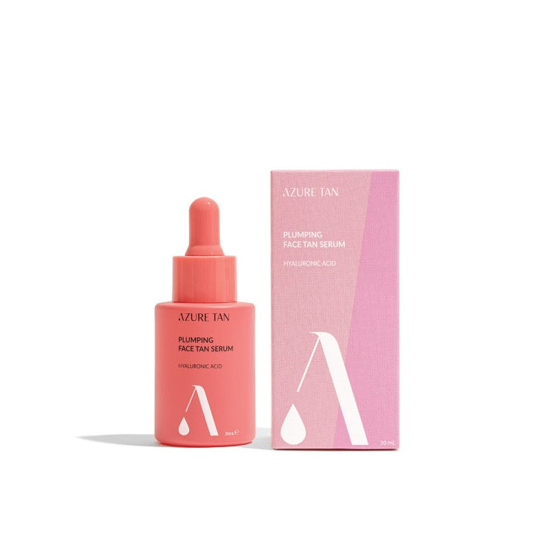 Azure Tan „Face Plumping Tan Serum” putlinantis hialurono rūgšties veido serumas su savaiminio įdegio efektu
