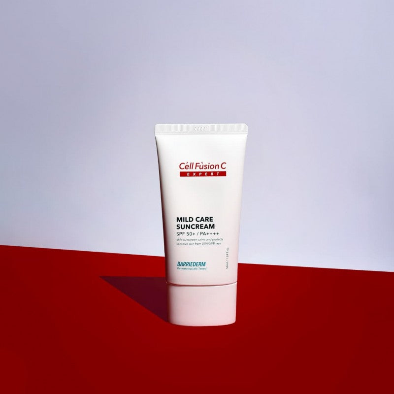 CELL FUSION C „MILD CARE SUNCREAM SPF 50+/PA++++“ KREMAS NUO SAULĖS – Meilė odai