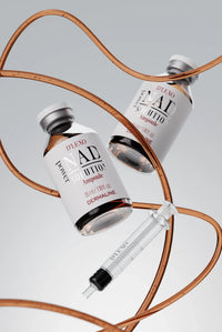 Dermaline D’Lexo NAD Power Solution ampulės buteliukai ir švirkštas