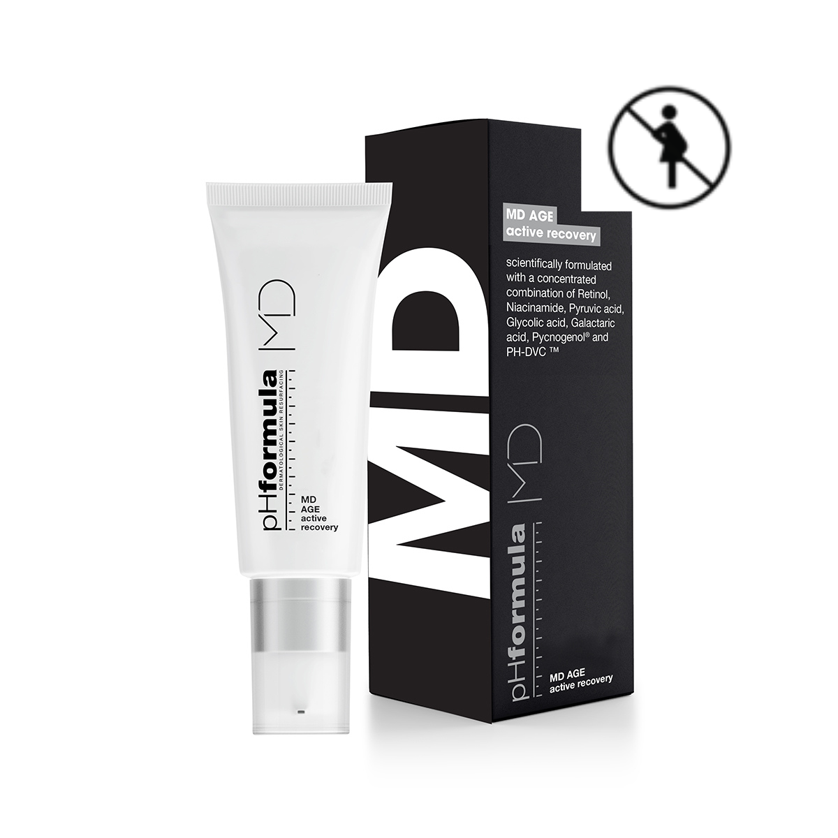MD pH Formula AGE aktyvaus kremo tūbelė ir dėžutė