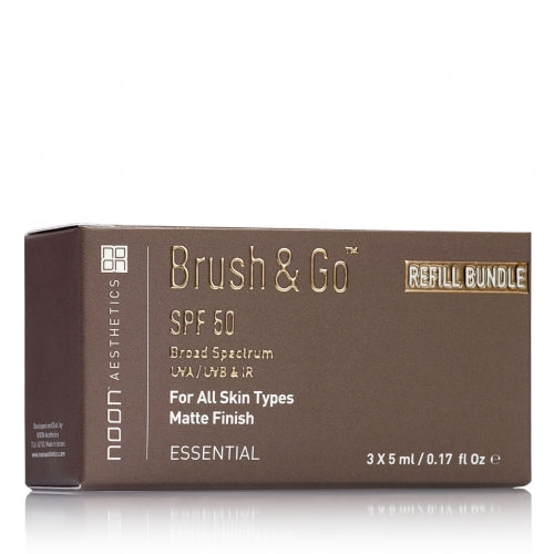 NOON Brush&Go Mineral Sun Protection Powder SPF50 papildymas visų tipų odai (Tone 02), 3 x 5 ml