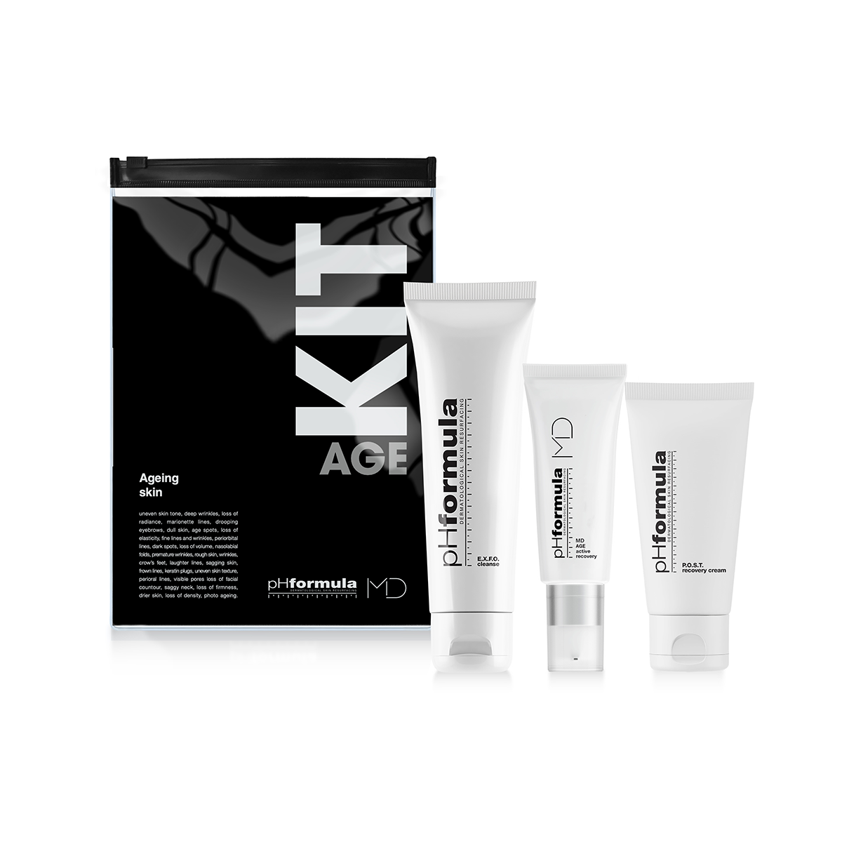 MD pH Formula AGE rinkinio krepšelis ir trys priemonės