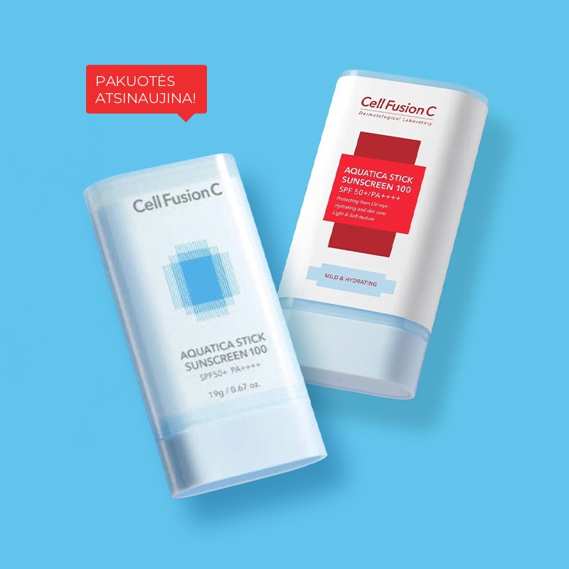 CELL FUSION C „AQUATICA STICK SUNSCREEN 100 SPF50+/PA++++” DRĖKINANTI PIEŠTUKINĖ APSAUGA NUO SAULĖS – Meilė odai