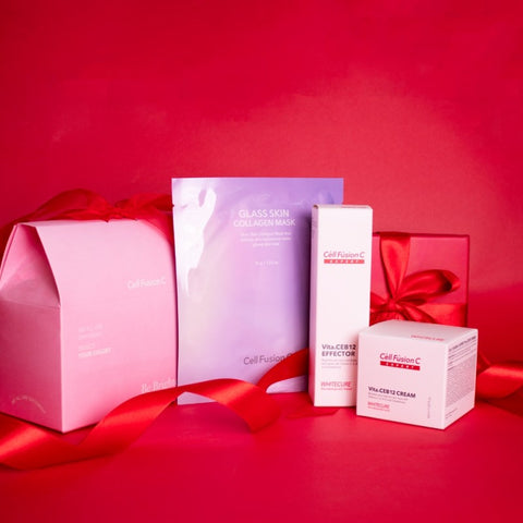 Meilė odai x Cell Fusion C šventinis rinkinys odos spindesiui rožinėje dėžutėje