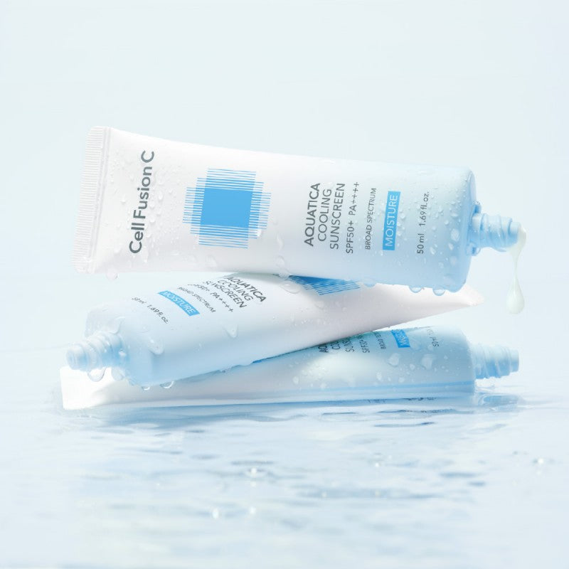 CELL FUSION C „AQUATICA COOLING SUNSCREEN SPF50+ PA++++" VĖSINANTIS IR DRĖKINANTIS KREMAS NUO SAULĖS – Meilė odai