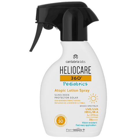 HELIOCARE 360 PEDIATRICS PURŠKIAMA APSAUGA NUO SAULĖS ATOPINEI VAIKŲ IR KŪDIKIŲ KŪNO ODAI SPF50, 250 ML - Meilė odai