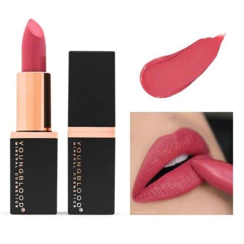 YOUNGBLOOD kreminiai mineraliniai lūpų dažai „Mineral Creme Lipstick“ Rosewater - Meilė odai